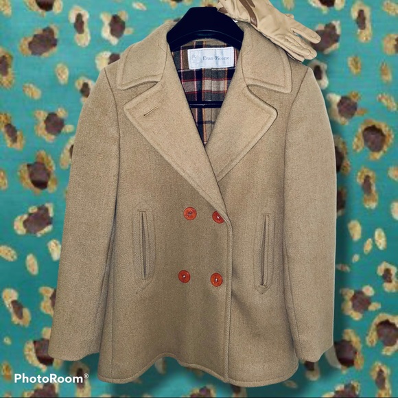 EVAN PICONE, VINTAGE WOOL PEA COAT, Camel, Wmn’s M - Picture 9 of 14